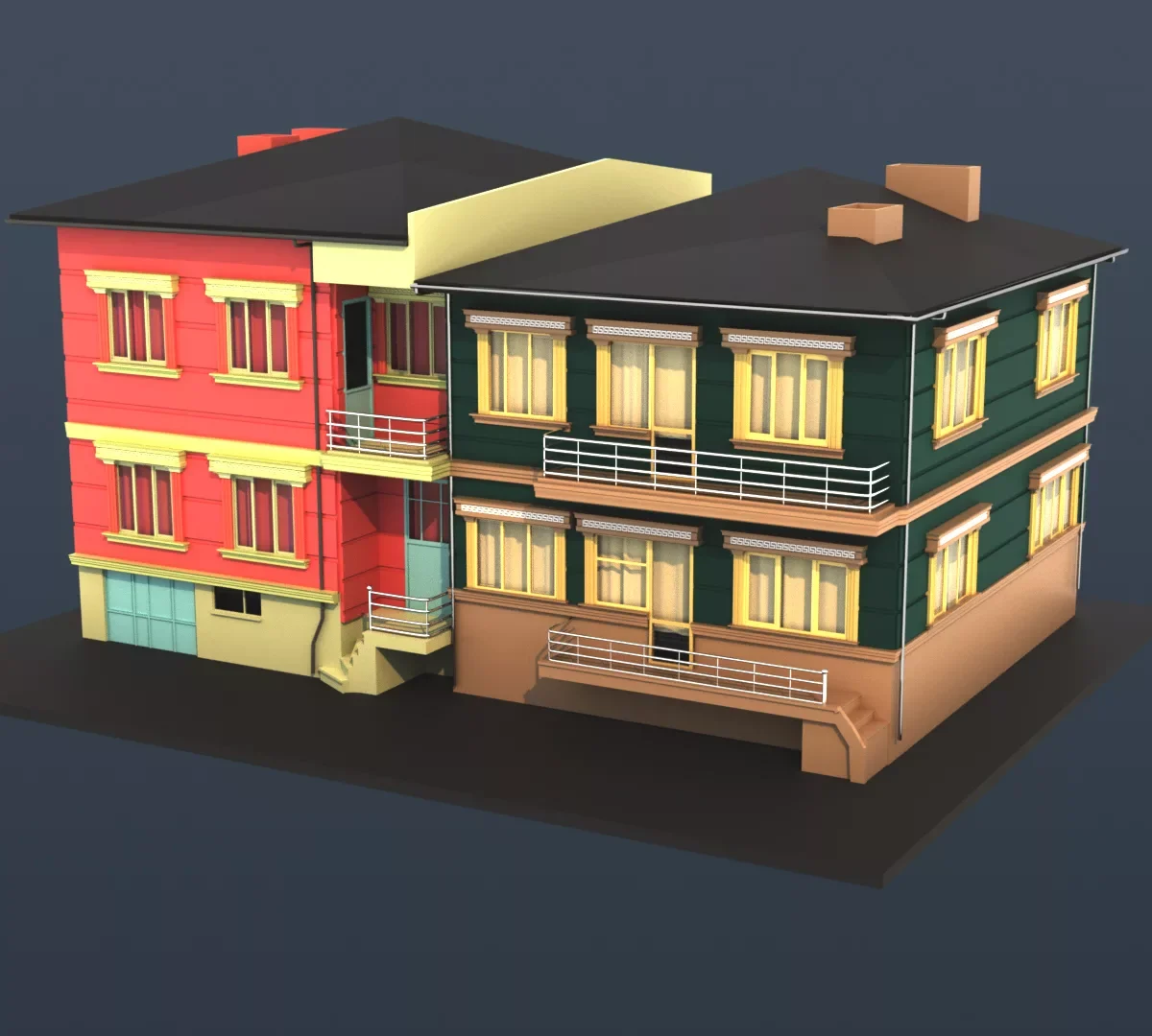 2 Houses 3D Model