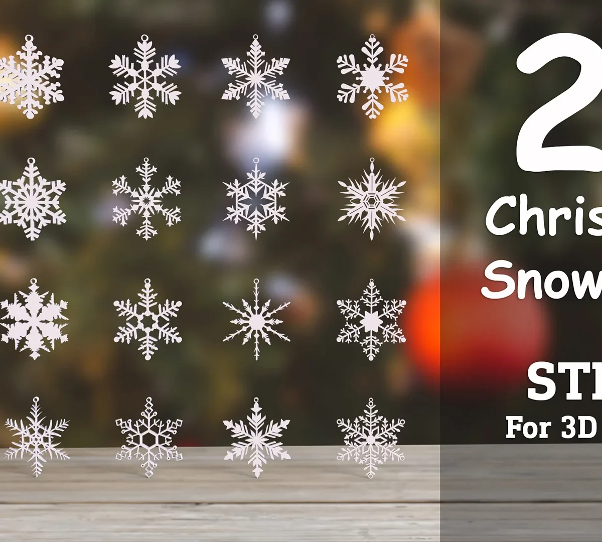 20 Snowflakes 3D Print Model STL Files