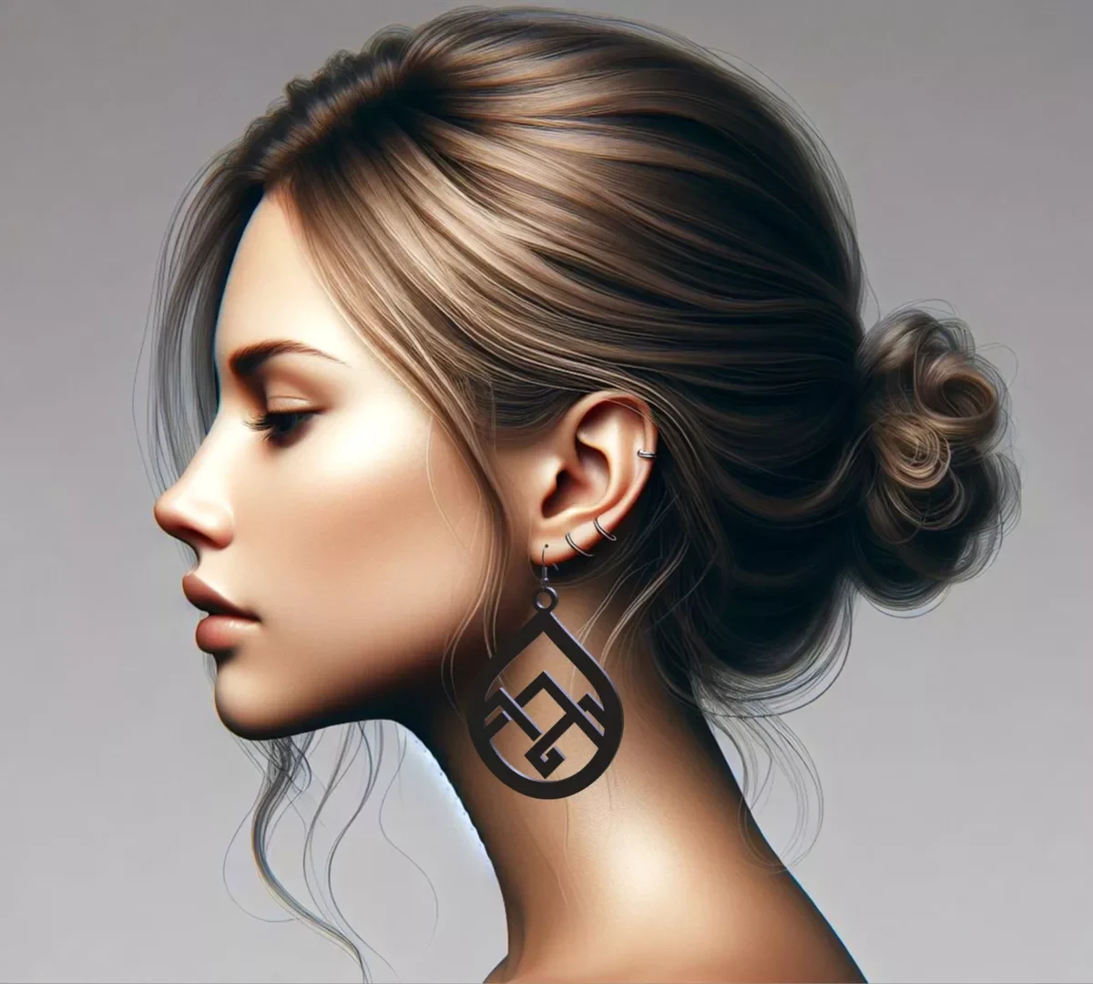 Abstract Allegro Drop Ear Ring 3D Print STL Files